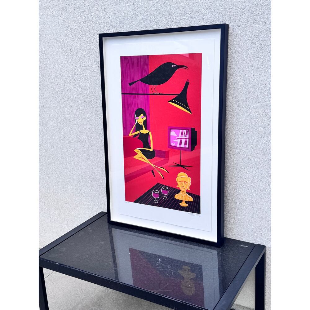 SHAG Josh Agle Elsa and the Raven Signed Numbered Serigraph 2006 Framed 24/200 - Picture 5 of 6